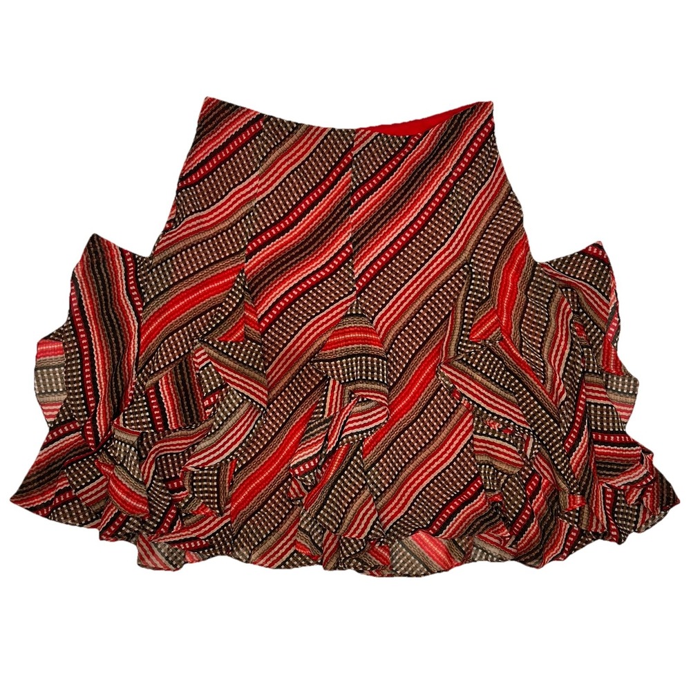 Lauren Raplh Lauren Women Patterned Ruffled Red Skirt Size S NEW Fall Festive
